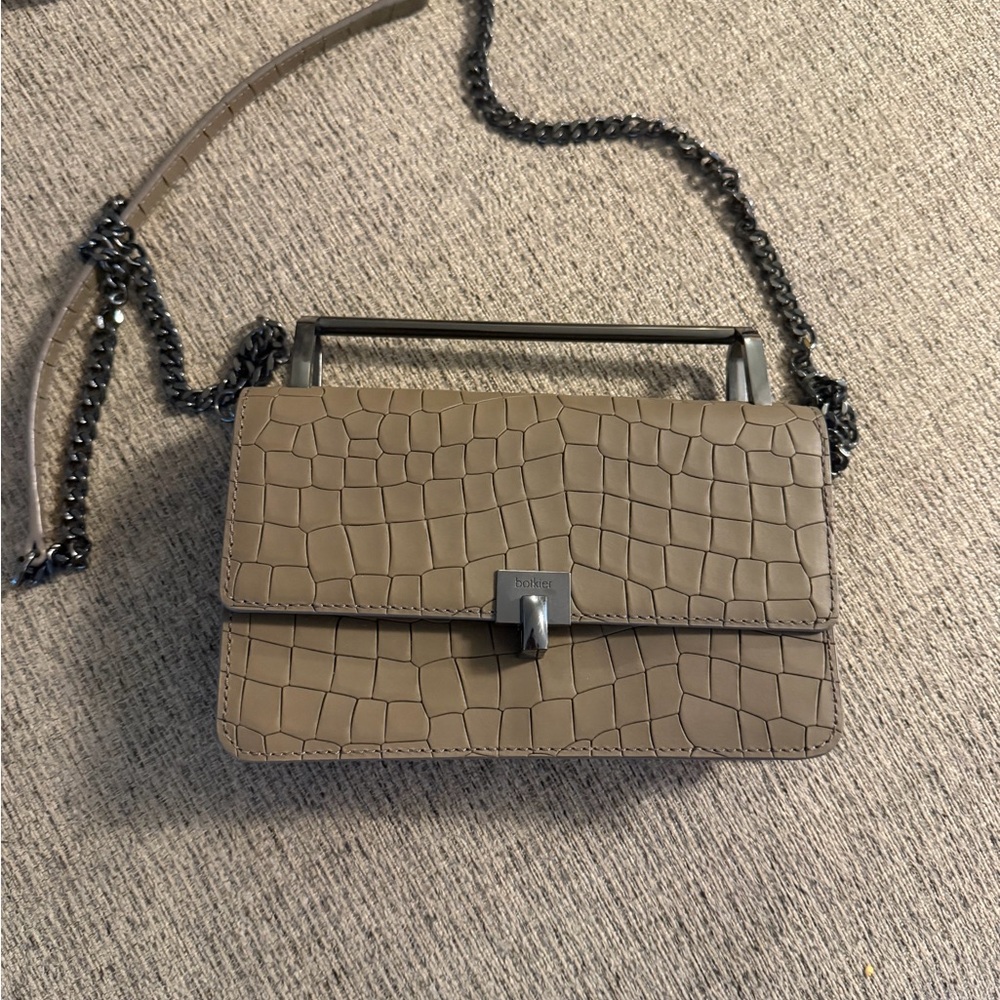 Botkier Lennox Croc Embossed Leather Crossbody Bag (Taupe)